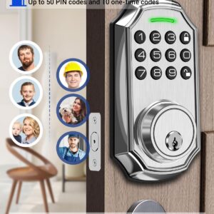 BULIST Smart Lock with Voice Prompts - Electronic Keypad Deadbolt Lock - Keyless Entry Door Lock with Auto Lock & Disable, 1S Locking for Home, Easy to Install and Program (Satin Nickel)