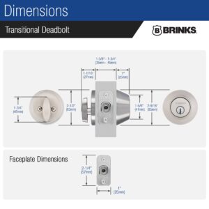 BRINKS - Transitional Single Cylinder Deadbolt, Satin Nickel - Built for Rigorous Residential Protection with ANSI Grade 2 Security (E2401-119)