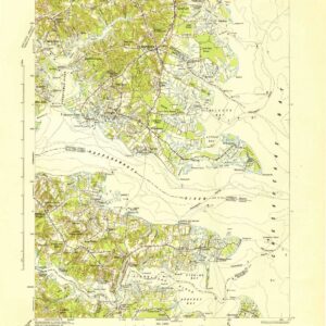 YellowMaps Kilmarnock VA topo map, 1:62500 Scale, 15 X 15 Minute, Historical, 1942, 21.8 x 17.8 in - Tyvek