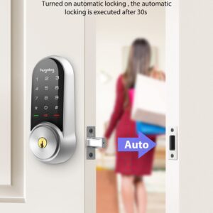 Hugolog Smart Lock,Keyless Entry Door Lock,Keypad Smart Door Lock,Smart Deadbolt Lock,Electronic Door Lock with Keyless Deadbolt,Bluetooth Digital Door Lock for Home,Airbnb,Garage