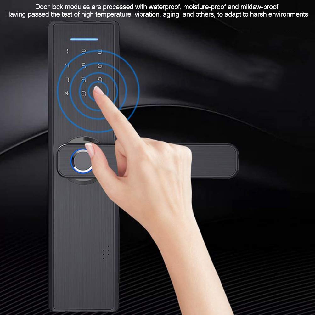 Fingerprint and Touchscreen Smart Lock, 4-in-1Home Security Smart Lock, Biometric Fingerprint Lock, Anti-Peeping Intelligent Security Smart Door Lock, Match Home Aesthetics (Black)