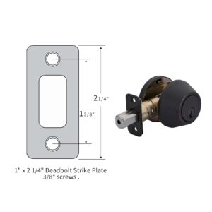 Deadbolt Strike Plate-Door Strike Plate 1" x 2-1/4" with 6 Screws 1-3/8" Round Corner (Vintage Bronze) - 3 Pack