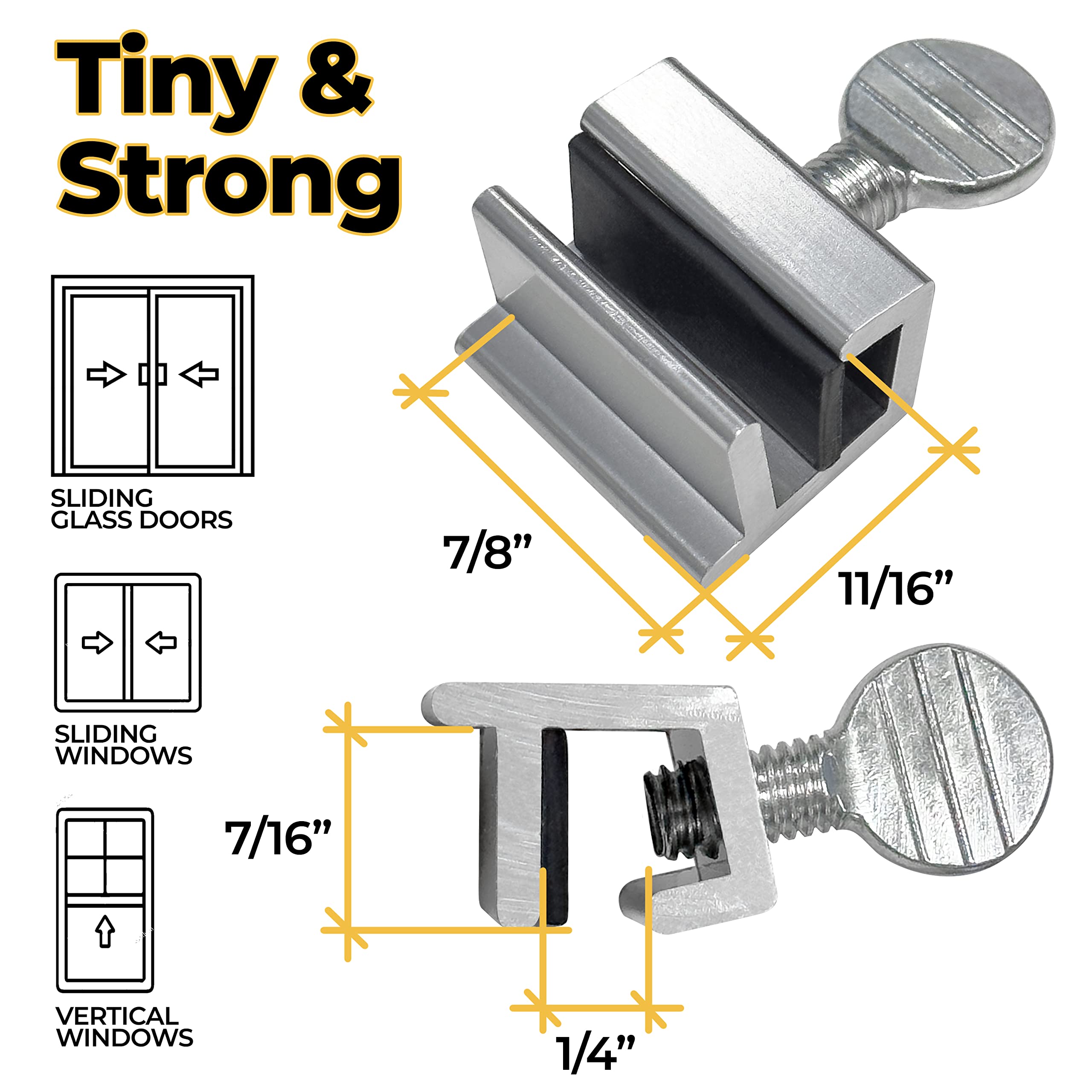 Window Locks, 10 Pack Window Locks for Vertical and Horizontal Windows, Sliding Window Locks, Adjustable Aluminum Window Stoppers, Window Security, No-Drill Install, Requires 28-36mm Clearance