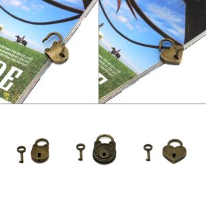 3Pcs Mini Archaize Padlocks Vintage Antique Style Bear Frog Heart Small Locks with Keys for Small Wooden Jewelry Boxes Suitcase Cabinet and Notebook Bronze