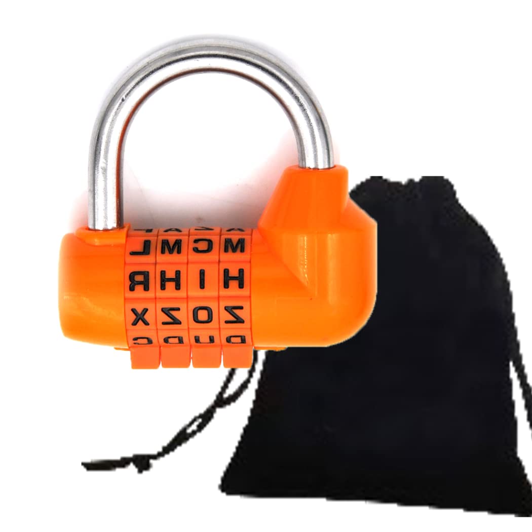 YingRen Word Combination Lock - Security Code Lock Digit Padlock for School Gym Locker/Sports Locker/Fence/Toolbox/Case/Hasp Storage Orange