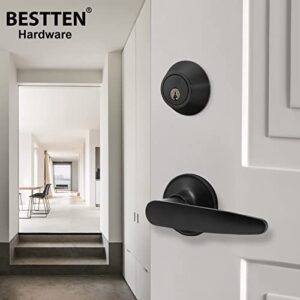 [3 Pack] BESTTEN Keyed Alike Deadbolt, Single Cylinder Door Lock with Same Key, 9 Keys Included, Matte Black Finish