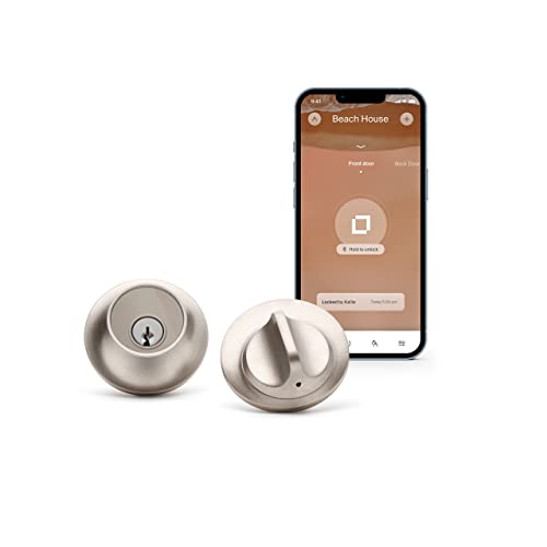 Level Home Inc. Level Lock Smart Lock Touch Edition - Smart Deadbolt for Keyless Entry Using Touch, Key Card or Smartphone, Bluetooth Lock, Compatible with Apple HomeKit, Satin Nickel