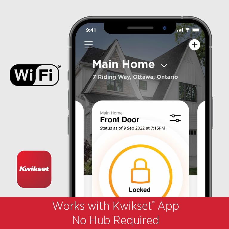 Kwikset Halo Touchscreen Wi-Fi Smart Door Lock with San Clemente Handleset, Keyless Entry Electronic Deadbolt Door Lock, No Hub Required App Remote Control, with SmartKey Re-Key Security, Satin Nickel