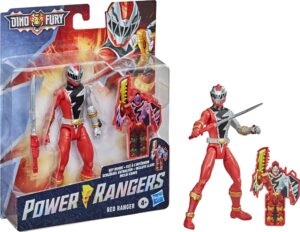 power rangers dino fury red ranger 6-inch action figure toy inspired by tv show with dino fury key and dino-themed accessory for ages 4 and up