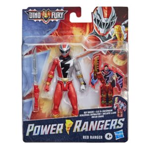 Power Rangers Dino Fury Red Ranger 6-Inch Action Figure Toy Inspired by TV Show with Dino Fury Key and Dino-Themed Accessory for Ages 4 and Up