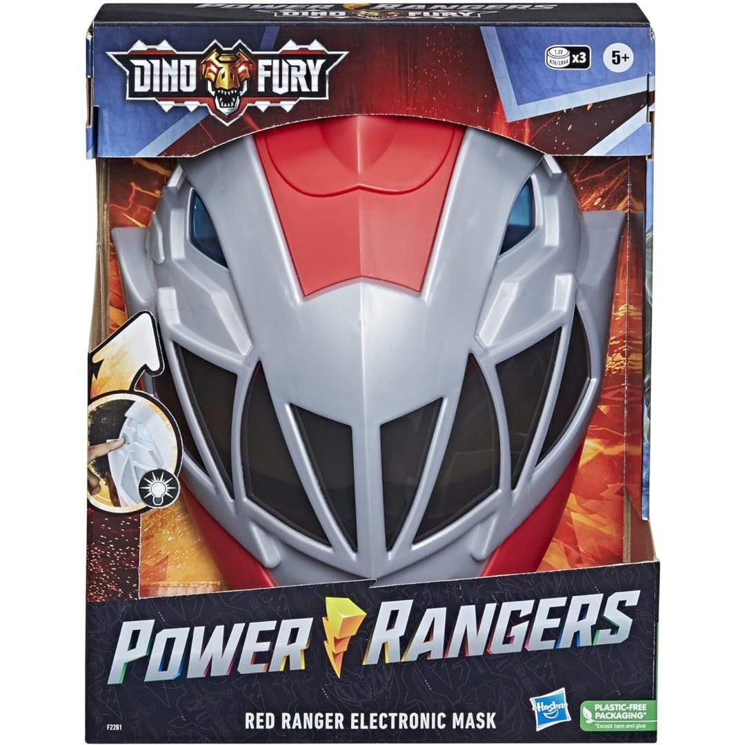 Power Rangers Dino Fury Red Ranger Electronic Mask Roleplay Toy for Costume and Dress Up Inspired by The TV Show Ages 5 and Up