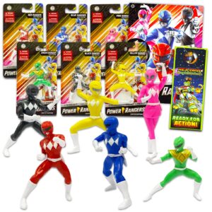 power rangers action figures set - bundle with 6 mini power rangers 2.75" figurines plus power rangers tattoos and more | power rangers goodie bag fillers