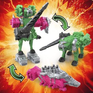 Power Rangers Dino Fury Pink Ankylo Hammer and Green Tiger Claw Zord Toys for Kids Ages 4 and Up Zord Link Mix-and-Match Custom Build System