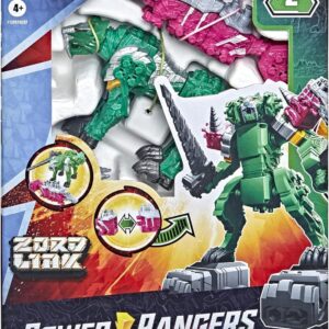 Power Rangers Dino Fury Pink Ankylo Hammer and Green Tiger Claw Zord Toys for Kids Ages 4 and Up Zord Link Mix-and-Match Custom Build System