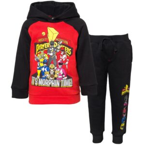 power rangers black ranger yellow ranger blue ranger little boys fleece pullover hoodie pants red/black 7-8