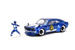 power ranges 1:24 1974 mazda rx-3 die-cast car & 2.75" blue ranger figure, toys for kids and adults