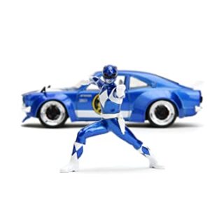 Power Ranges 1:24 1974 Mazda RX-3 Die-Cast Car & 2.75" Blue Ranger Figure, Toys for Kids and Adults