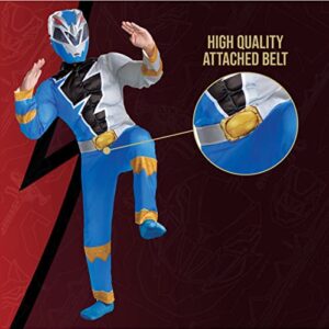 Blue Power Ranger Costume for Kids, Official Power Rangers Dino Fury Outfit with Mask, Child Size Small (4-6)