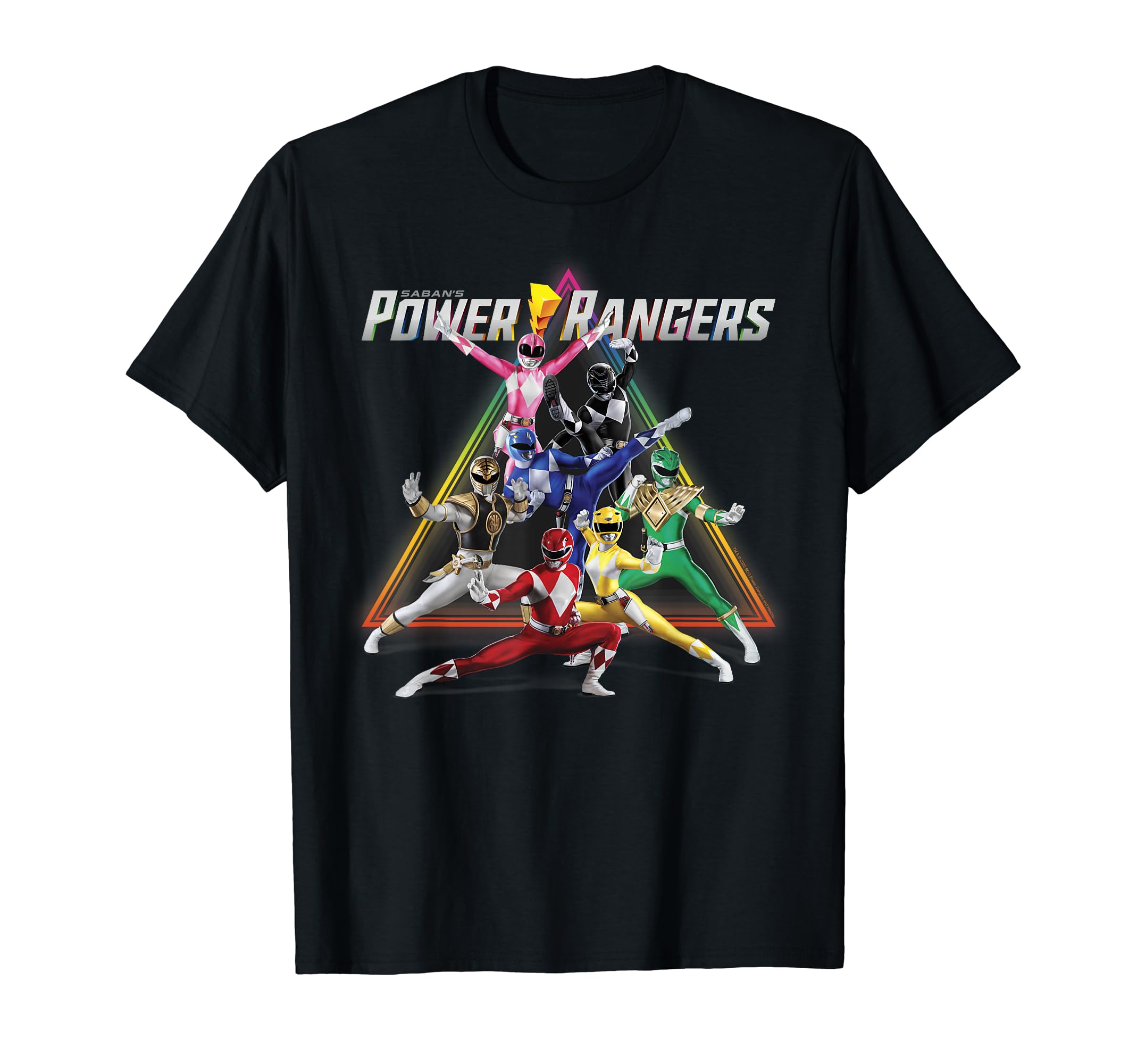 Power Rangers Rainbow Pyramid Retro Action Portrait T-Shirt