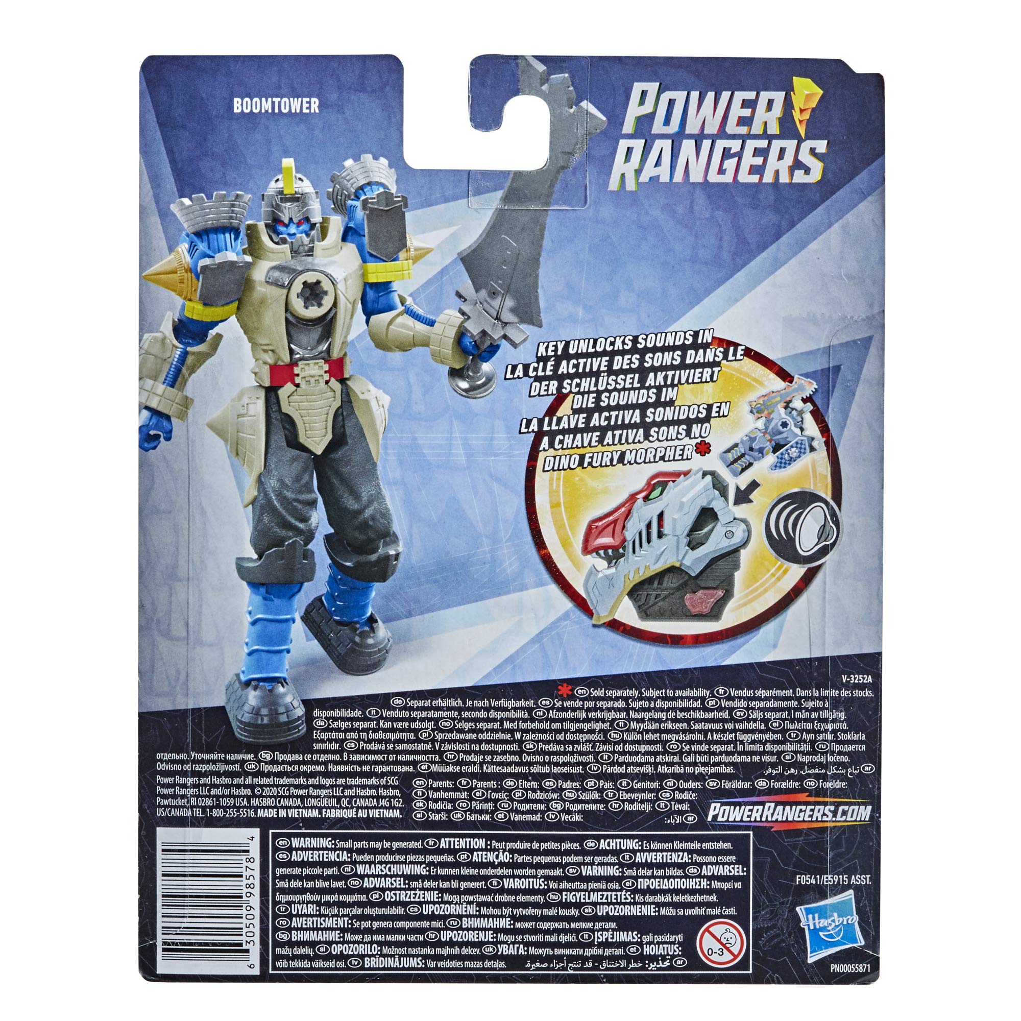 Power Rangers Dino Fury Boomtower 6-Inch Villain Action Figure Toy Inspired by TV Show with Battle Key and Weapon Accessory for Ages 4 and Up