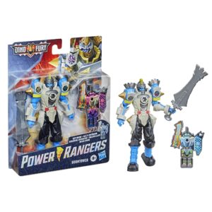 Power Rangers Dino Fury Boomtower 6-Inch Villain Action Figure Toy Inspired by TV Show with Battle Key and Weapon Accessory for Ages 4 and Up