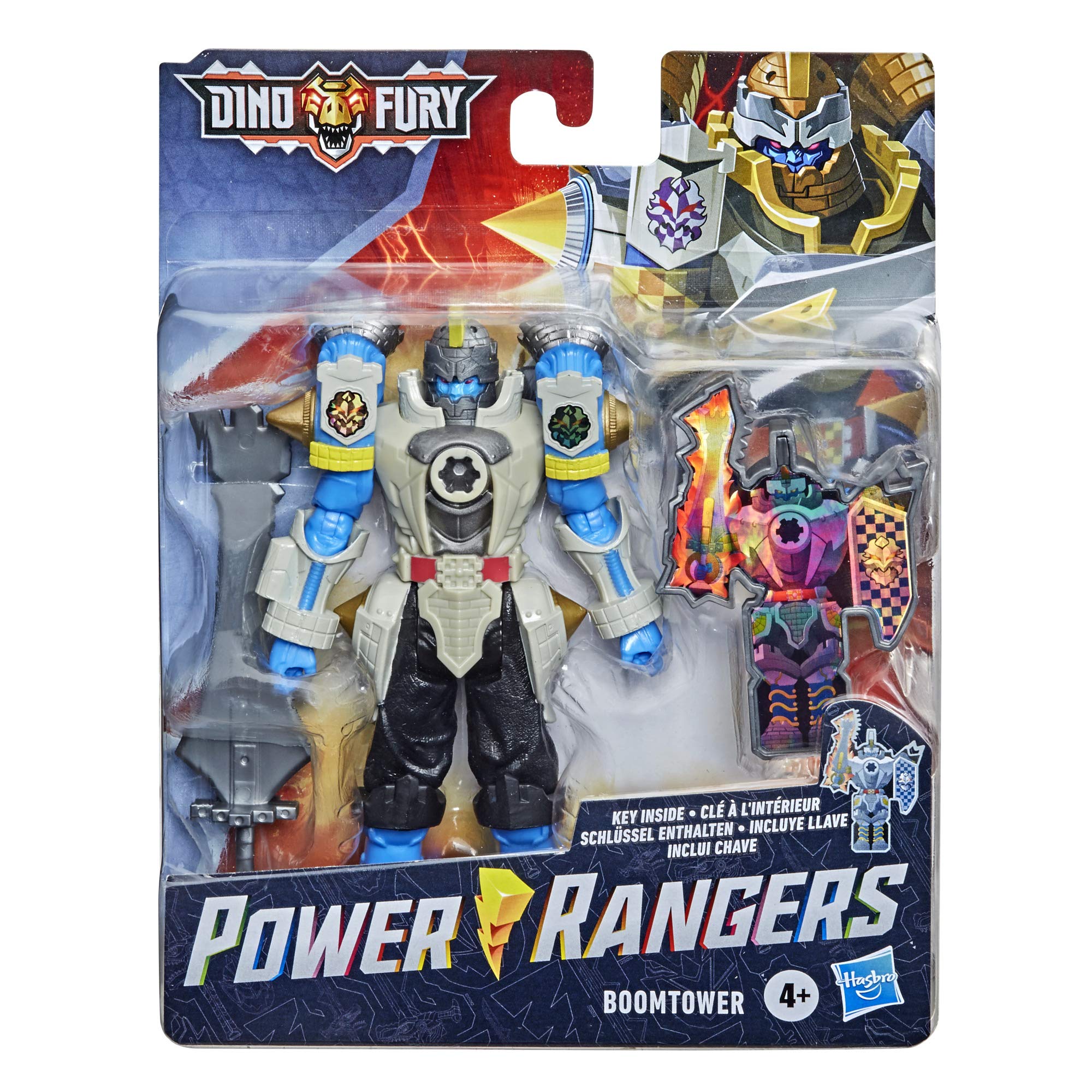 Power Rangers Dino Fury Boomtower 6-Inch Villain Action Figure Toy Inspired by TV Show with Battle Key and Weapon Accessory for Ages 4 and Up