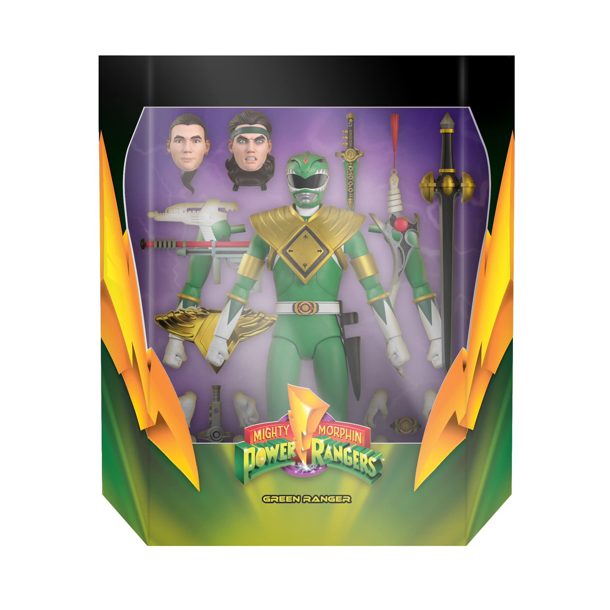 Super7 ULTIMATES! Mighty Morphin Power Rangers Green Ranger - 7" Power Rangers Action Figure with Accessories Classic TV Show Collectibles and Retro Toys