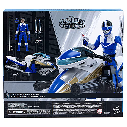 Power Rangers Lightning Collection Time Force Blue Ranger and Vector Cycle Action Figures with Accessories, Ages 4 and Up, Collectible Toys