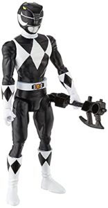 power rangers mighty morphin black ranger 12-inch action figure toy inspired by classic tv show, with power axe accessory