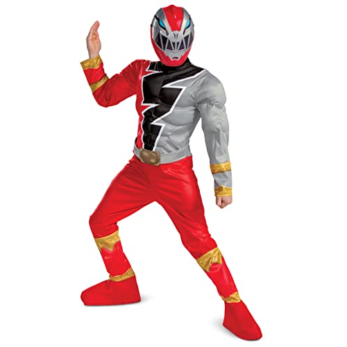 Red Ranger Costume for Kids, Official Deluxe Dino Fury Power Ranger Costume, Child Size Extra Small (3T-4T)