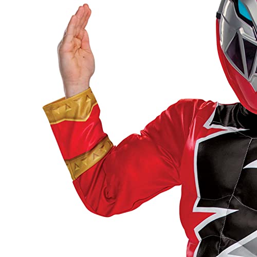 Red Ranger Costume for Kids, Official Deluxe Dino Fury Power Ranger Costume, Child Size Extra Small (3T-4T)