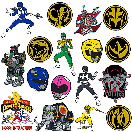 MIGHTY MORPHIN' POWER RANGERS 50CT Vinyl Large Deluxe Stickers Variety Pack - Laptop, Water Bottle, Scrapbooking, Tablet, Skateboard, Indoor/Outdoor - Set of 50