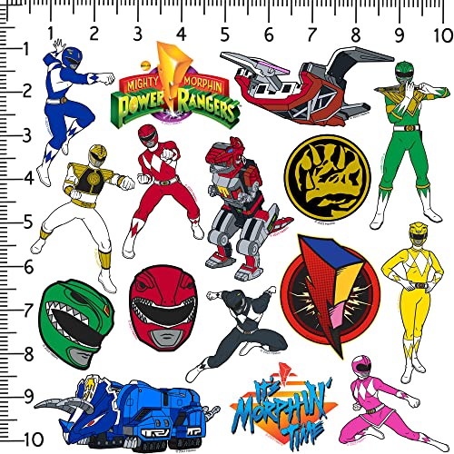 MIGHTY MORPHIN' POWER RANGERS 50CT Vinyl Large Deluxe Stickers Variety Pack - Laptop, Water Bottle, Scrapbooking, Tablet, Skateboard, Indoor/Outdoor - Set of 50