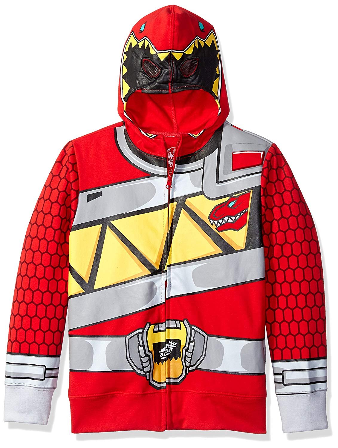 Power Rangers boys Red Ranger Costume Hoodie - Sizes 4-7 Saban T Shirt, Red, Medium US