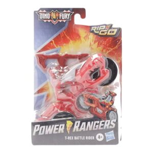 Power Rangers Dino Fury Rip N Go T-Rex Battle Rider and Dino Fury Red Ranger 6-Inch-Scale Vehicle and Action Figure, Toys Kids 4 and Up