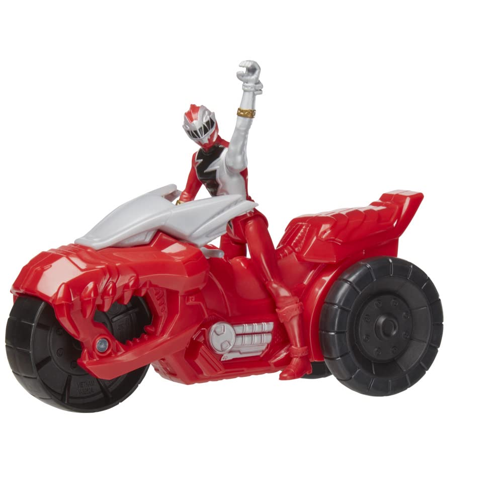 Power Rangers Dino Fury Rip N Go T-Rex Battle Rider and Dino Fury Red Ranger 6-Inch-Scale Vehicle and Action Figure, Toys Kids 4 and Up