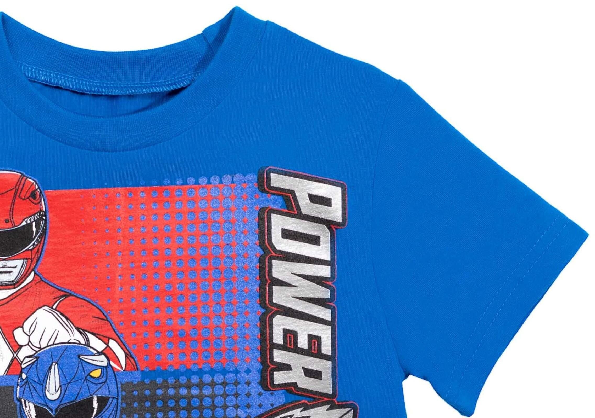 Power Rangers Toddler Boys T-Shirt and Mesh Shorts Outfit Set Blue/Black 5T