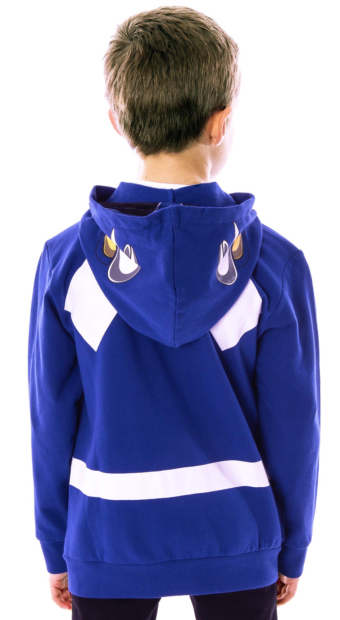 Power Rangers The Boys Blue Ranger Triceratops Mesh Face Covering Full-Zip Costume Hoodie (MD)