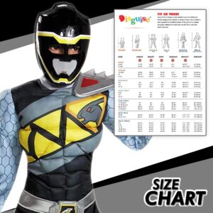 Black Power Rangers Costume for Kids. Official Licensed Black Ranger Dino Charge Classic Muscle Power Ranger Suit with Mask for Boys & Girls, Small (4-6)