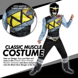 Black Power Rangers Costume for Kids. Official Licensed Black Ranger Dino Charge Classic Muscle Power Ranger Suit with Mask for Boys & Girls, Small (4-6)