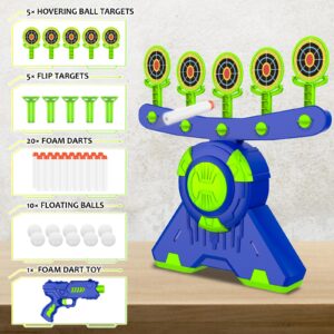 Shooting Games Toy Gift for Age 5, 6, 7, 8, 9, 10+ Years Old Kids, Glow in The Dark Boy Toy Floating Ball Targets with Foam Dart Toy Blaster, 10 Balls 5 Targets