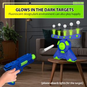 Shooting Games Toy Gift for Age 5, 6, 7, 8, 9, 10+ Years Old Kids, Glow in The Dark Boy Toy Floating Ball Targets with Foam Dart Toy Blaster, 10 Balls 5 Targets