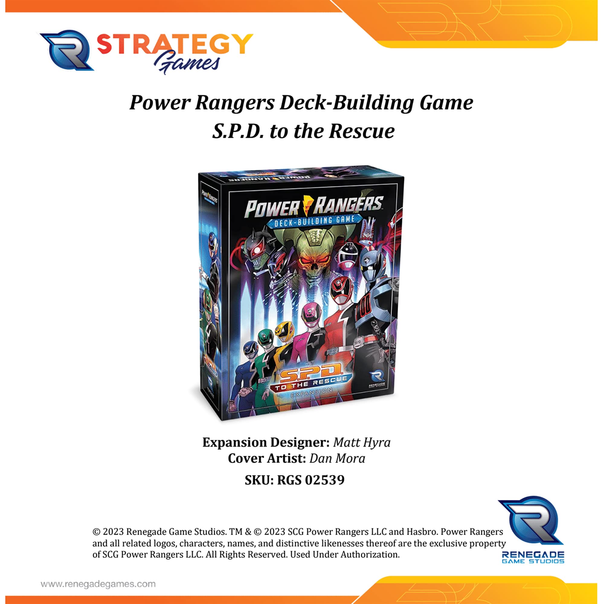 Renegade Game Studios Power Rangers Deck-Building Game: S.P.D. to The Rescue - Expansion Set, Introduces Stackable Cards, Renegade Game Studios, 2-4 Players, 30-70 Mins, Ages 14+