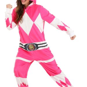 Fun Costumes Pink Power Ranger Hooded Adult Union Suit (Large)