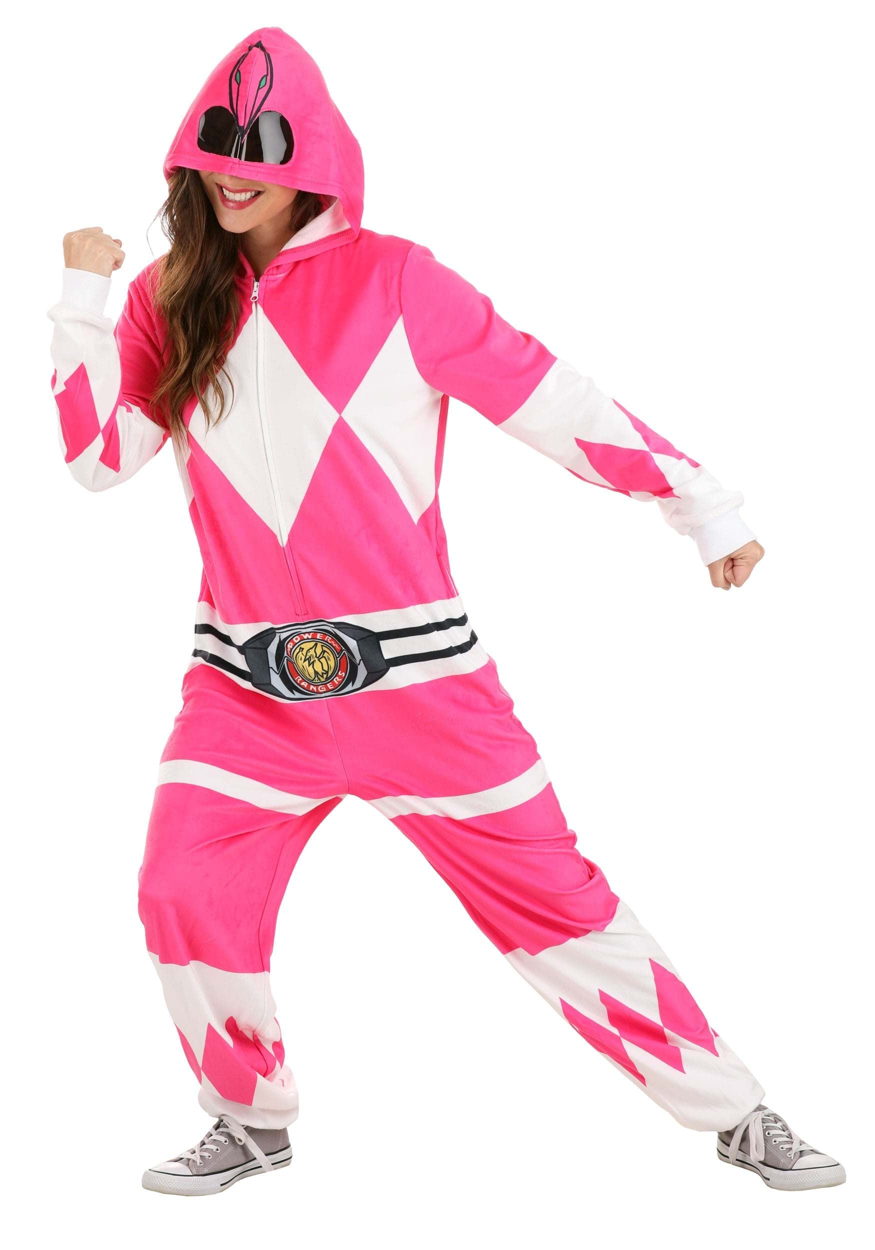 Fun Costumes Pink Power Ranger Hooded Adult Union Suit (Large)