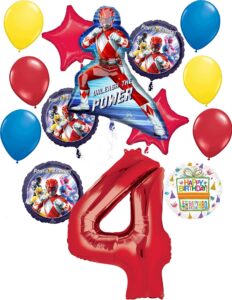 power rangers party supplies 4th birthday unleash the power balloon bouquet decorations red number 4