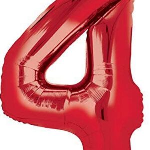 Power Rangers Party Supplies 4th Birthday Unleash the Power Balloon Bouquet Decorations Red Number 4