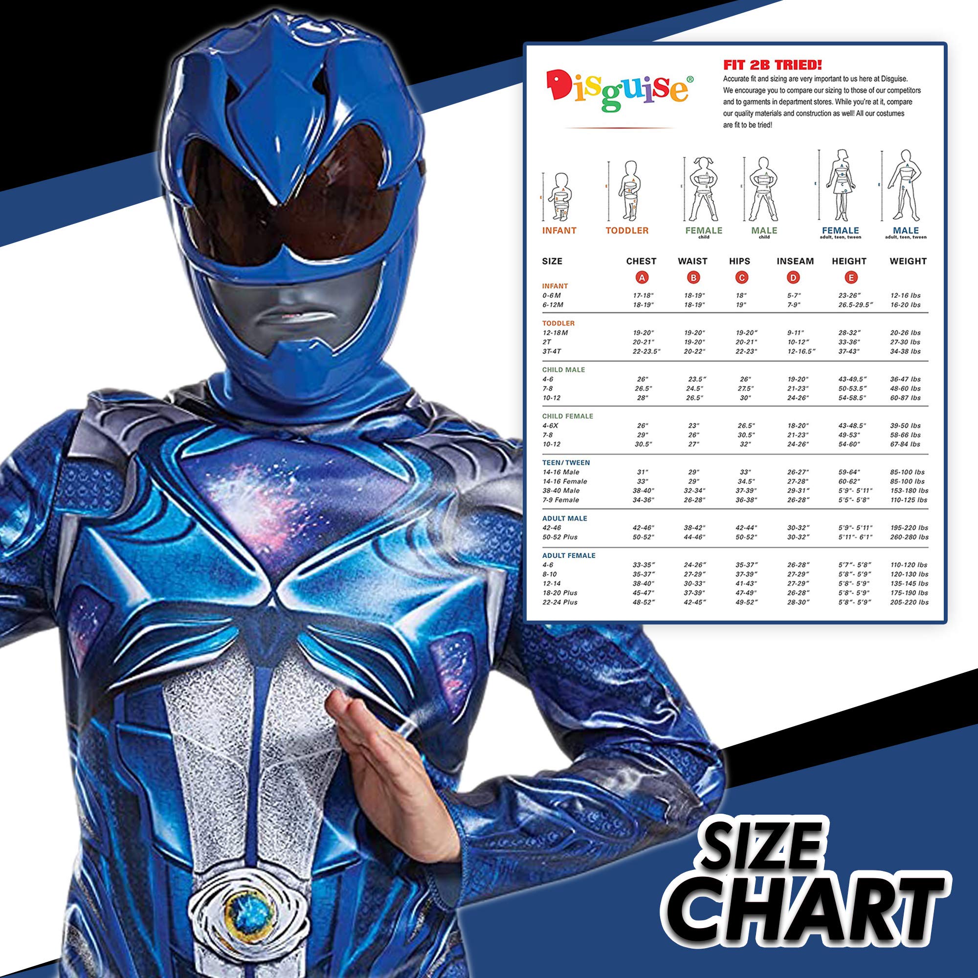 Disguise Blue Power Rangers Costume for Kids. Official Licensed Blue Ranger Classic Movie Power Ranger Suit with Mask for Boys & Girls