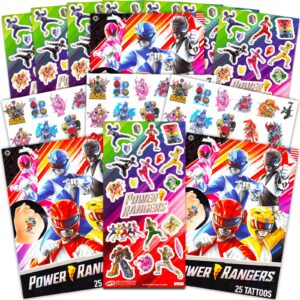 saban power rangers stickers & tattoos party favors set ~ bundle with 150 stickers and 75 power rangers temporary tattoos for boys girls kids