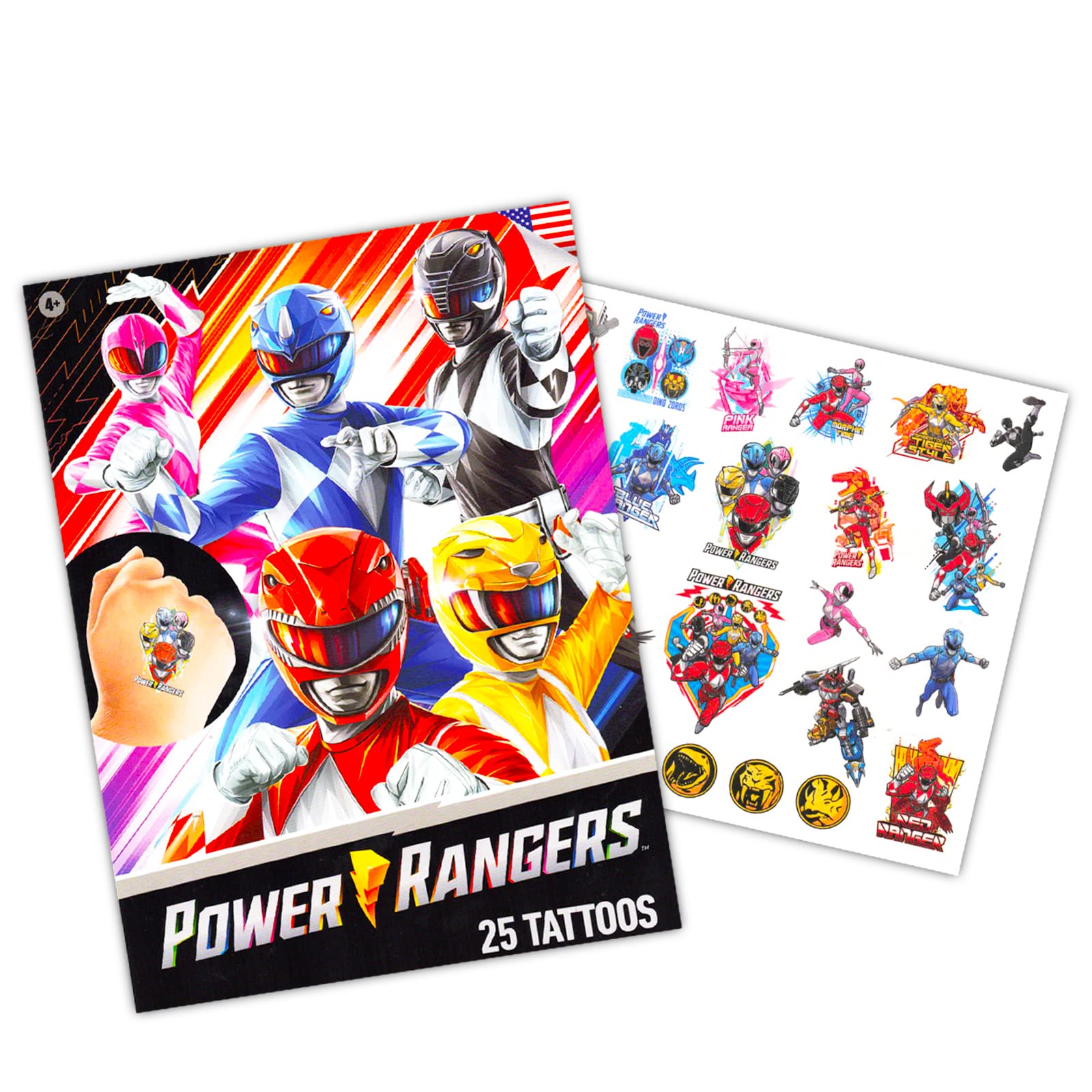 Saban Power Rangers Stickers & Tattoos Party Favors Set ~ Bundle with 150 Stickers and 75 Power Rangers Temporary Tattoos for Boys Girls Kids